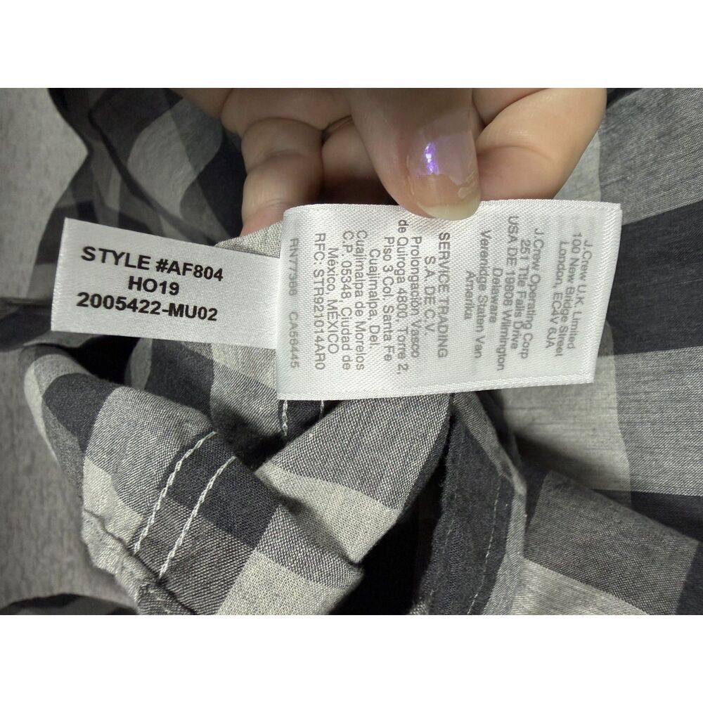 J.Crew Flex Washed Mens Buffalo Plaid Long Sleeve Button Down Shirt Gray Size M - Picture 10 of 10